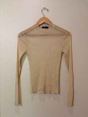 Urban Outfitters Mesh Sparkly Long Sleeve Top